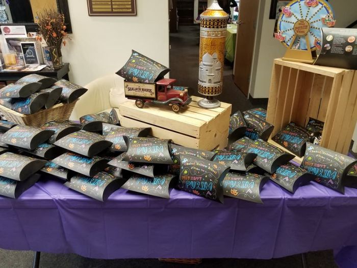 FILLED Hebrew School Purim Shaloch Manos Decorative Diy Pillow Box - Very Happy Purim
