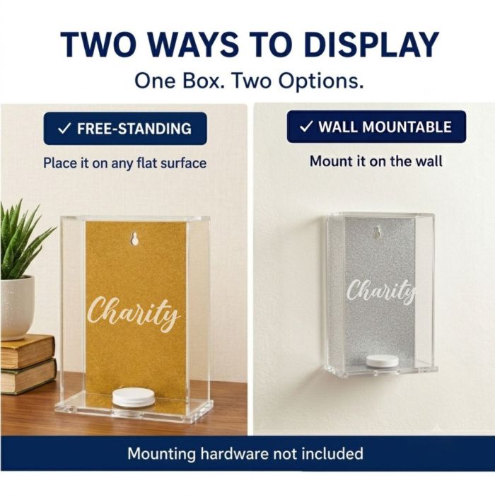 Lucite Acrylic Tzedakah Box - With Charity LOGO