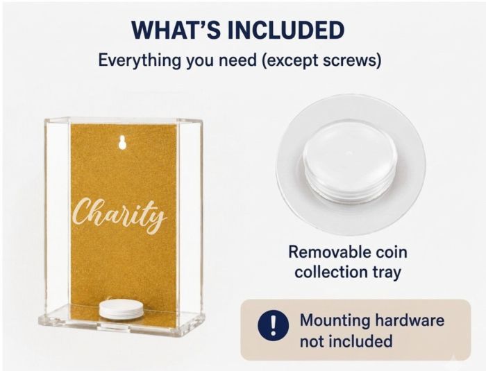 Lucite Acrylic Tzedakah Box - With Charity LOGO