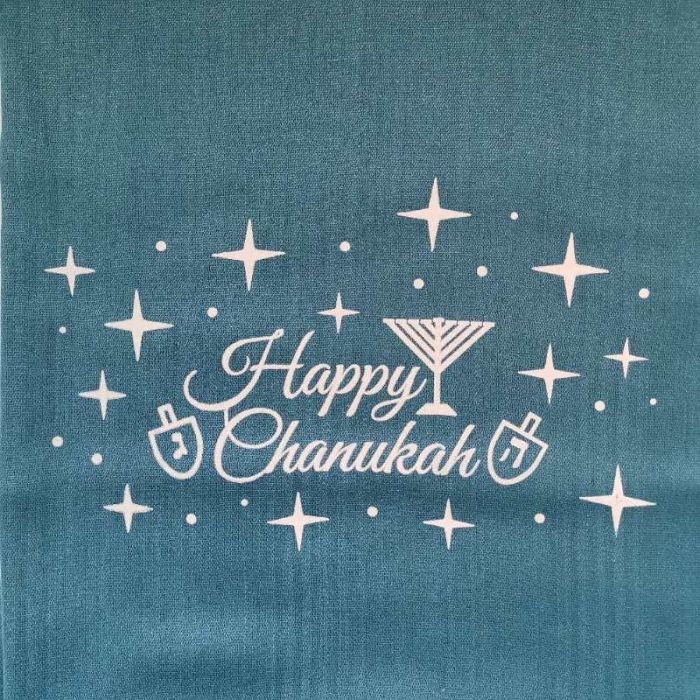 Blue Chanukah scarfs With happy Chanukah symbol and stars
