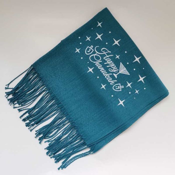 Blue Chanukah scarfs With happy Chanukah symbol