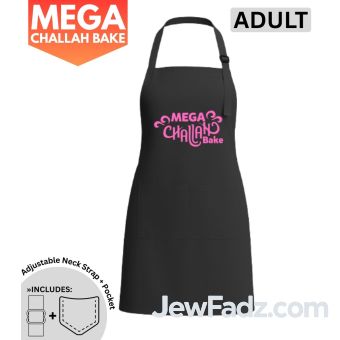 Black w/ Pink Logo - Adult Mega Challah Bake Apron