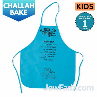 Light Blue - Nonwoven Kids Challah Bake Apron w/ Recipe [Yields 1 Challah]