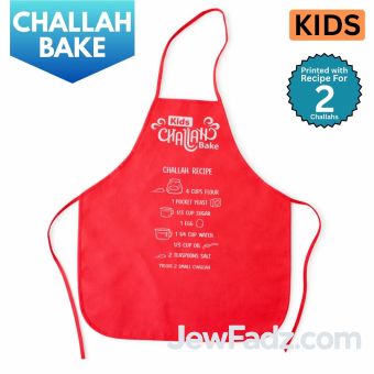 Red - Nonwoven Kids Challah Bake Apron w/ Recipe [Yield 2 Challahs]