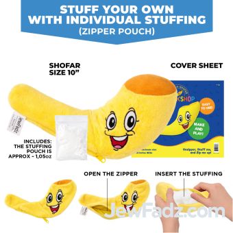 10" Complete Stuff Your Own Plush Shofar Kit – Pouch + Stuffing