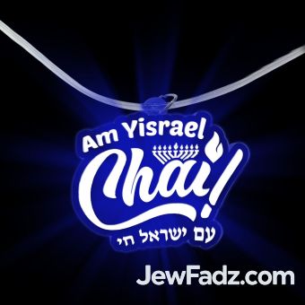 LED Light Up Menorah Am Yisrael Chai Necklace