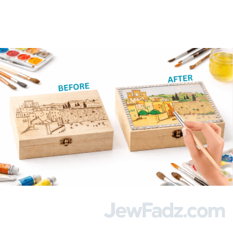 Large 6 Section Jerusalem Art Wooden Tea Box - Color & Decorate Your Own