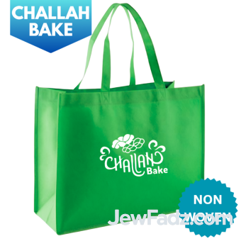 Green - Nonwoven Challah Bake Tote Bags [Limited stock] only 13 Left