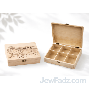 Large 6 Section Jerusalem Art Wooden Tea Box - Color & Decorate Your Own