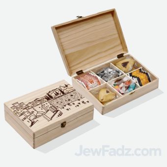 Filled Wooden Yerushalayim Tea Box - Simple Option (Option to ship individually to recipient)