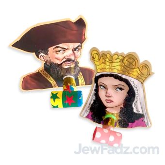 Haman & Vashti Noisemakers / Partyblowers / Purim Graggers