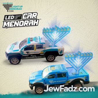 LED LIGHT UP CAR MENORAH ON PICKUP TRUCK