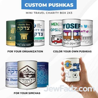 Pre-Labeled Mini Travel Custom Pushka Charity Boxes 2" x 3"