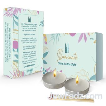 Light Blue - 'Illuminate' Neshek Candlelighting Kit [w/ 2 Tealights + Matches + Striker]