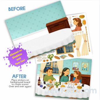 NEW!! Shabbos Table Reusable Sticker Scene