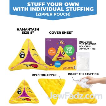 8" Complete Stuff Your Own Plush Hamantash Kit – Pouch + Stuffing