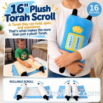 Pre-Stuffed Plush Torah Scrolls with Scroll, Gartel & Mantel