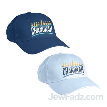 100% Cotton Happy Chanukah Baseball Caps - Regular Embroidery & Glow in the Dark