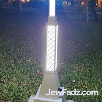 Light Box Only, 1st Angle: 2-foot LED menorah base extender, illuminated on all four sides, ideal for public and outdoor displays.
Light Box Only, 2nd Angle: Close-up of 2-foot LED menorah base extender showcasing brilliant lighting design.
Connected to