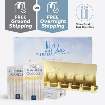 Am Yisrael Chai Tin Mivtzoim Menrah Kits [FREE USA GROUND OR OVERNIGHT SHIPPING]