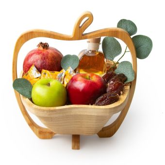 Rosh Hashana Apple Shaped Basket and Challah Tray