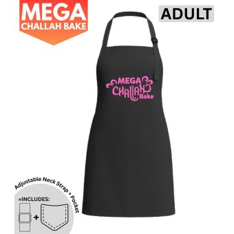 Black w/ Pink Logo - Adult Mega Challah Bake Apron