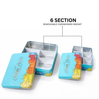 Happy Purim Shalach Manos Tin Container filled with treats, perfect for Purim gifting