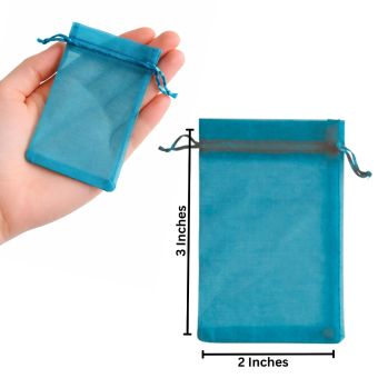 Blue - Mesh Drawstring Pouch [2x3 Inches]
