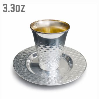 3.3oz [Shiur Size] - Plastic Kiddush Cup + Tray Set