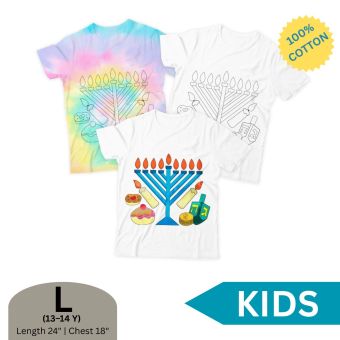 Large KIDS Chanukah Tshirt - Color / Tie-Dye your own 