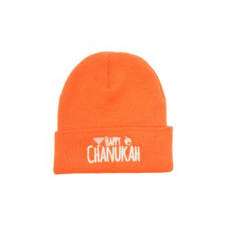 Chanukah Neon Orange Beanies Regular Embroidery