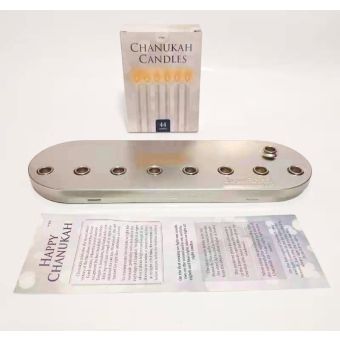 NEW Compact Tin Menorah Lid Only With Candles - GREAT FOR MAILINGS!