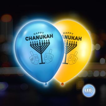 HAPPY Chanukah Led Latex Balloons - 12 inch - Ships from NJ