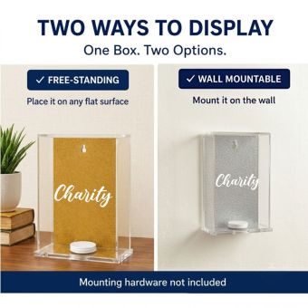 Lucite Acrylic Tzedakah Box - With Charity logo