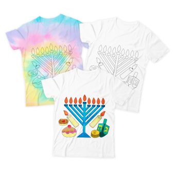 Color / Tie-Dye your own Chanukah Kids Tshirt - Large