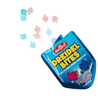 Individually wrapped DREIDEL BITES Brick Candy for CHANUKAH - Strawberry & Blue Raspberry assorted