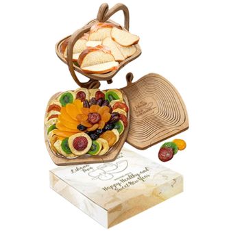 Rosh Hashana Dried Fruit Platter - with Shana Tova logo SHIPPED INDIVIDUALLY TO ADDRESSES
