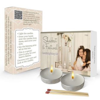 Traditional Neshek Candlelighting Kit with 2 tealights and matches