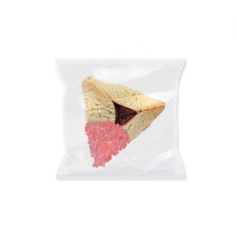 Pink crystal sprinkle Hamantashen - Indiv. wrapped (Min: 100)