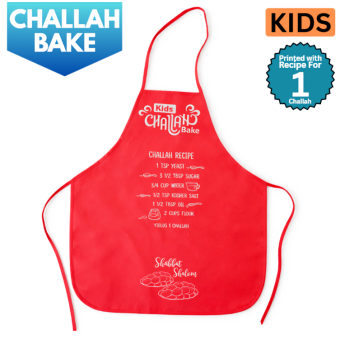 Red - Nonwoven Kids Challah Bake Apron w/ Recipe [Yields 1 Challah]