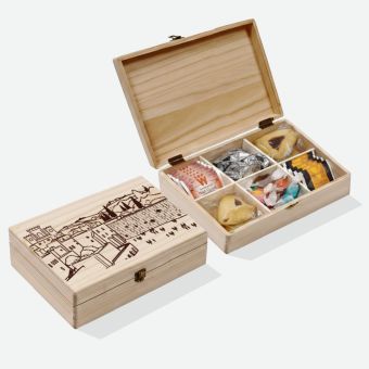 Filled Wooden Yerushalayim Tea Box - Simple Option (Option to ship individually to recipient)