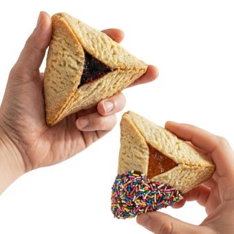 Jumbo Hamantashen Plain & Colorful Sprinkle - Individually Wrapped in Clear Packaging