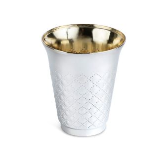 6oz Silver-Like Plastic Kiddush Cup - Diamond Design