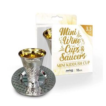3.3oz [Shiur Size] - Mini Wine Cups & Saucers - 10 sets/Box