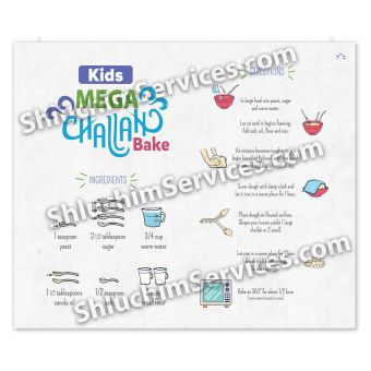 Kids Challah Bake Laminated Mat w Recipe - Yields 1 Challah