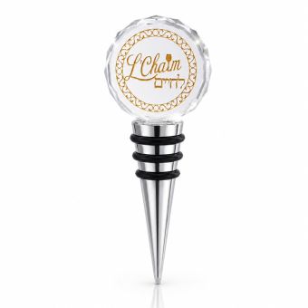 L'Chaim Crystal Wine Stopper with Burgundy Gift Box