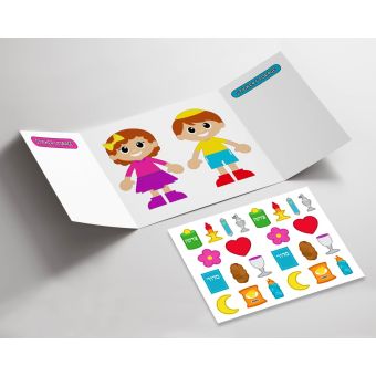 Mitzvos I Can Do Reusable Sticker Board with Boy & Girl Characters