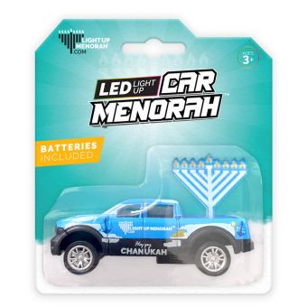 LED LIGHT UP CAR MENORAH ON PICKUP TRUCK - Blue / White