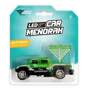 LED LIGHT UP CAR MENORAH ON PICKUP TRUCK - Green / White