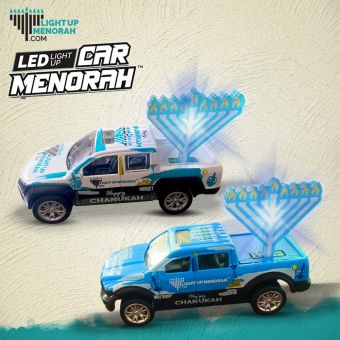 LED LIGHT UP CAR MENORAH ON PICKUP TRUCK